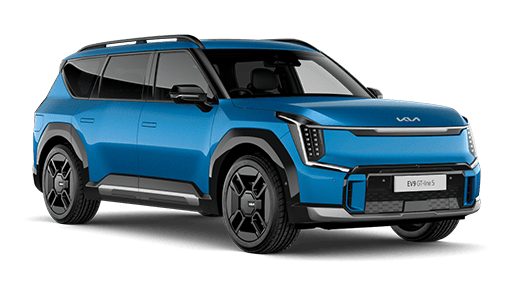 Blue EV9 from the side